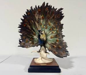 Peacock Sculpture by Giuseppe Armani
