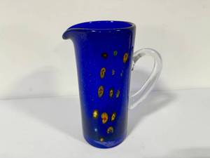Cobalt Blue Art Glass Pitcher