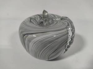 lot 13 image: MIKASA Gray Swirl Glass Apple