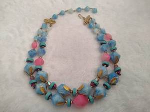 lot 56 image: Deauville Double-Strand Gold-Leaf Accented Beaded Necklace