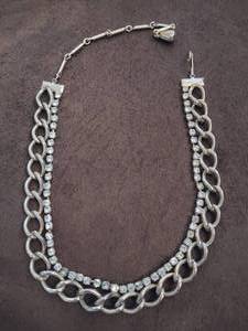 lot 61 image: Vintage Silver ToneCZ Adjustable Necklace