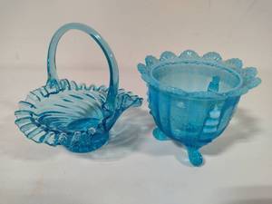 lot 83 image: Two Aqua Glass Art Pieces