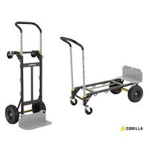lot 15 image: Gorilla 800 lbs. Capacity Convertible Steel Hand Truck, Wide Dual Mode Adjustable Height Handle, SimpleSafe Flatbed Conversion Customer Returns See Pictures