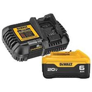 lot 21 image: DEWALT 20-Volt MAX Lithium-Ion 6.0 Ah Battery Pack and Charger Kit Customer Returns See Pictures