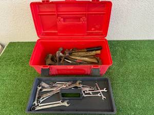 lot 38 image: Toolbox & Contents - Wrenches & Hammers