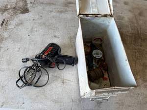 lot 125 image: Soldering Gun & Supplies in Ammo Box