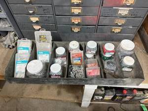lot 153 image: Metal Organizer & Contents