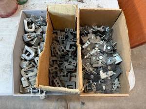 lot 207 image: 3 Bins of Electrical Items - Beam Clamps