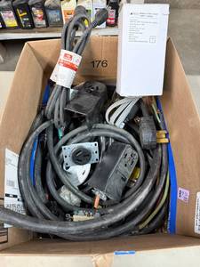lot 219 image: Box of Range Cords, Dryer Cords & Electrical Supplies