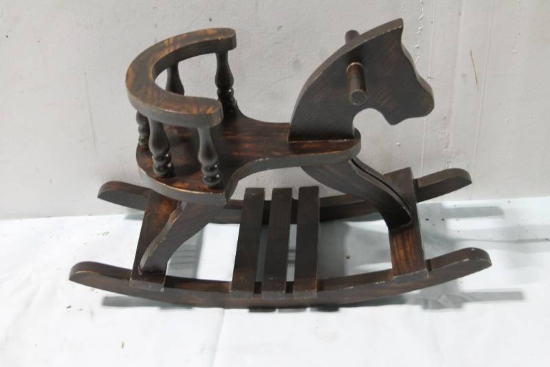 lot 434 image: Vintage Wooden Rocking Horse Decoration