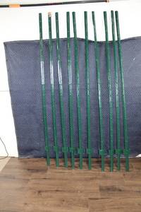 lot 14 image: Set of 10 Green U-Channel Fence Posts, 7ft Tall
