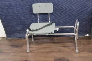 lot 16 image: Adjustable Transfer Bench Shower Chair with Back and Arms