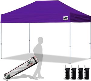 lot 42-BL image: Eurmax USA 8x12 Pop Up Canopy Tent Commercial Instant Canopies with Heavy Duty Roller Bag, NO Sand Weights Bags (Purple)