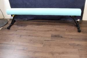 Blue Gymnastics Balance Beam with Adjustable Feet