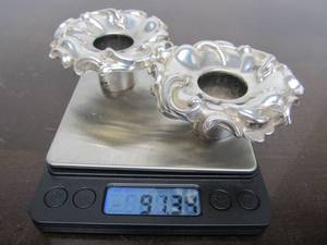 lot 11 image: Antique Genuine Silver Hallmarked Candle Holders