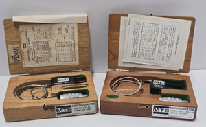lot 127 image: Pair of MTS Extensometers wOriginal Custom Wood Boxes