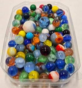 lot 131 image: Box Full of Vintage Glass Marbles
