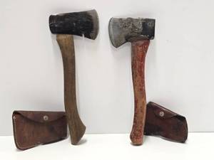 lot 132 image: 2 Vintage Hatchets wHead Covers - Plumb & Collins