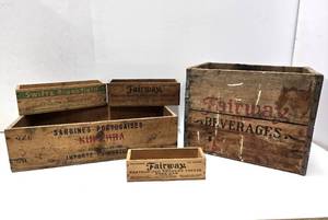 lot 144 image: Primitive Antique Wooden Advertising Crates & Boxes