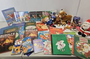 lot 177 image: Estate Collection of RUDOLPH The Red Nosed Reindeer Books Toys etc