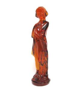 lot 47 image: Excellent Figural Maiden Glass Flower Frog #4 - Amber
