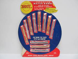lot 55 image: Awesome Vintage 1950s-60s era Watch Band Store Display Sign wNOS Watch Bands