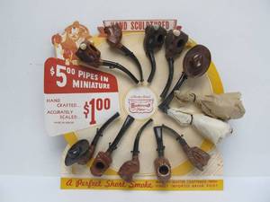 lot 60 image: Fantastic Orig 1940s-50s MASTERCRAFT Advertising Cigar Store Display Sign wNOS Smoking Pipes 