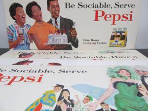lot 84 image: Lot of Original Vintage 1950s PEPSI CardboardPaperboard Advertising Signs #2