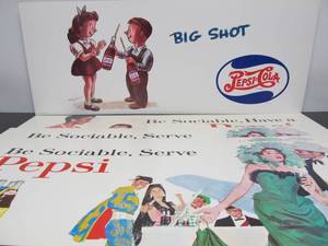 lot 85 image: Lot of Original Vintage 1950s PEPSI CardboardPaperboard Advertising Signs #3