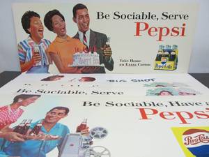 lot 86 image: Lot of Original Vintage 1950s PEPSI CardboardPaperboard Advertising Signs #4