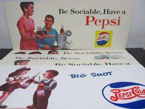 lot 87 image: Lot of Original Vintage 1950s PEPSI CardboardPaperboard Advertising Signs #5