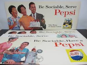 lot 88 image: Lot of Original Vintage 1950s PEPSI CardboardPaperboard Advertising Signs #6