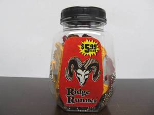 lot 89 image: FULL Unopened Countertop Display Jar wKeychain Pocket Knives #1
