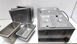 lot 200 image: Quality Working SUPERIOR Commercial Food Warming Unit wMany Trays & Containers