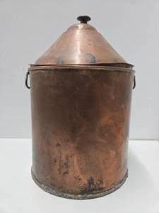 lot 281 image: Unusual Antique Copper Cone-Top Bin