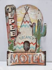 lot 300 image: Great Looking Southwestern Metal Decor Sign
