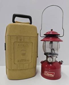 lot 305 image: Nice Vintage COLEMAN Model 200A Red Lantern wTravel Case