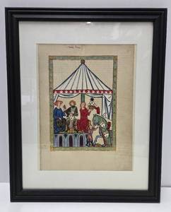 lot 319 image: Framed Early Antique Illustration from the Codex Manesse