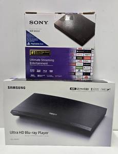 lot 320 image: 2 New or Like New BLU-RAY Players - Samsung UBD-KM85C& Sony BDP-BX650