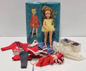 lot 328 image: Vintage Ideal Tammy PEPPER Doll wCase & Outfits