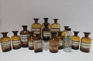 lot 331 image: Collection of Antique Glass Apothecary Bottles