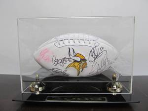 lot 214 image: Genuine 2009 MN VIKINGS Team Signed Autographed Football wDisplay Case