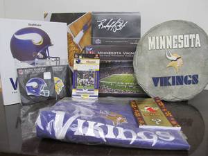 lot 215 image: Nice Estate Lot of Brand New & Autographed MN VIKINGS Items