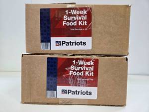 lot 229 image: 2 Full Boxes of 4PATRIOTS Survival Food - 2 Weeks total