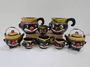 lot 230 image: Vintage 1950s era Thames Redware Face Cups Jars etc