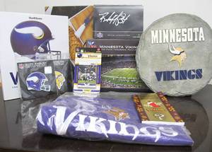 lot 215 image: Nice Estate Lot of Brand New & Autographed MN VIKINGS Items