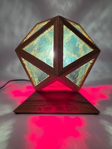 lot 270 image: Very Cool Vintage Geodesic Type Stained Glass Lamp