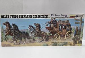 lot 369 image: LARGE Vintage NOS Unbuilt Lindberg WELLS FARGO Overland Stage Coach Model Kit