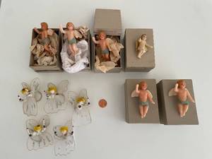 lot 32 image: Collection of Vintage German Wax Angel Ornaments