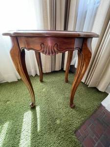 lot 41 image: Vintage Fleming Walnut Lamp Table with Ornate Carved Legs